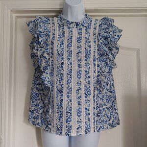Veronica Beard Sol Ruffle Lace Floral Top 10 Cottage Ruffle